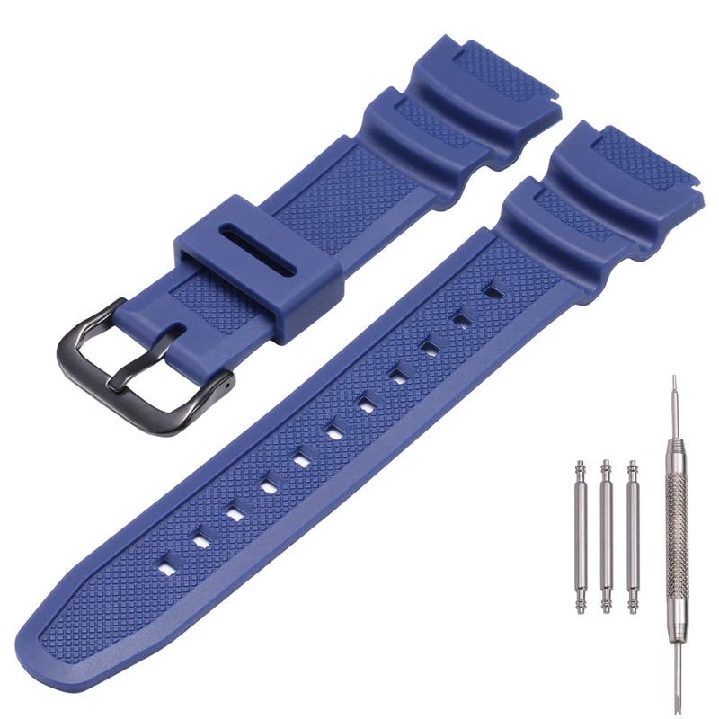 MCXGL Natural Resin Replacement Watch Band Compatible with Casio W218H W-219H AE1200WH AE-1300WH W800H SGW-300H F-108WH Waterproof Rubber strap - Image 1